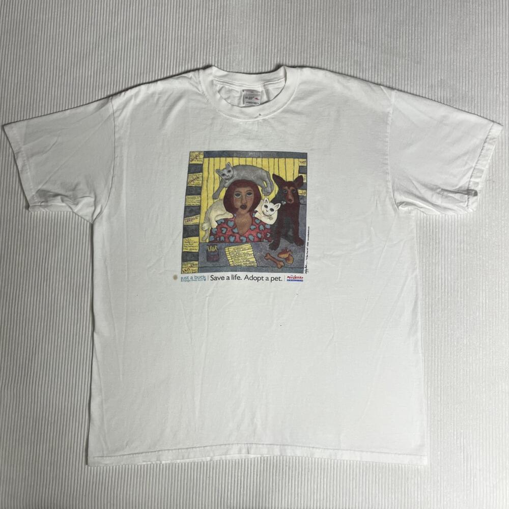Anvil Shirt Mens XL White Save A Life Adopt A Pet Graphic Tee PetSmart Charity
